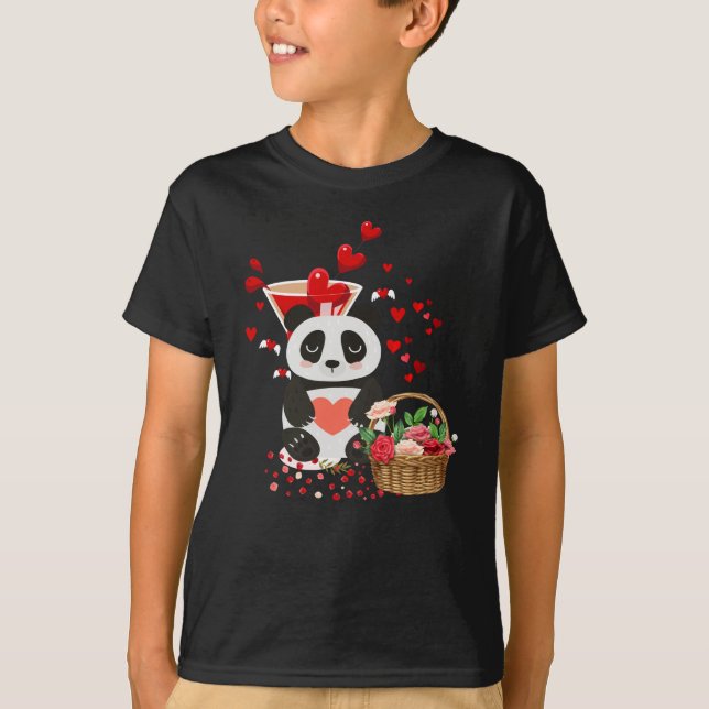 T-shirt Happy Valentines Day Love Cute Panda Basket (Devant)