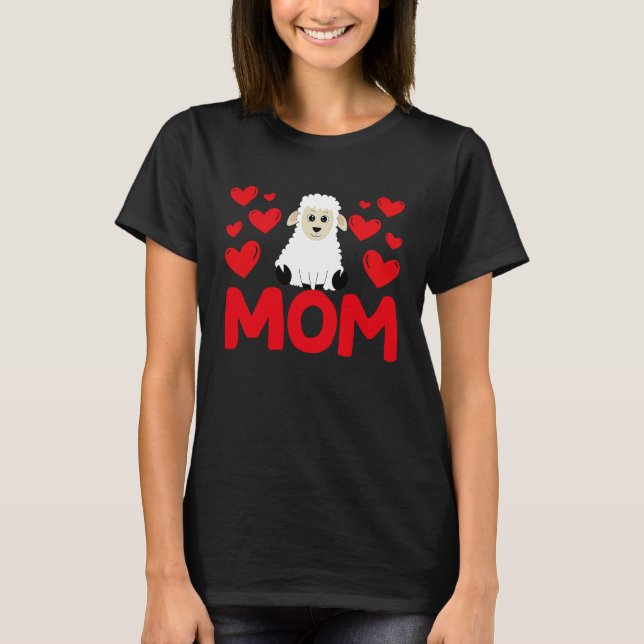 T-shirt Happy Valentine's Day Sheep Mom Mothers Day Valent (Devant)