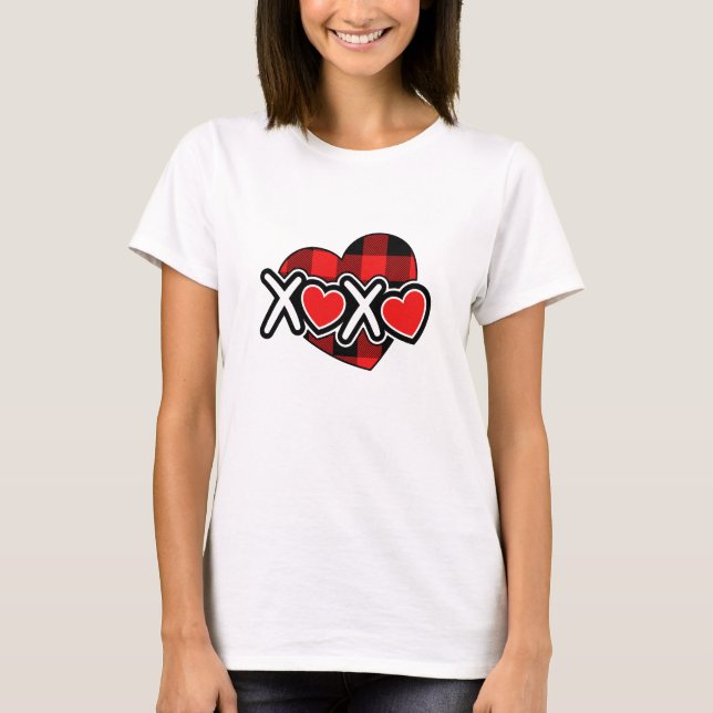 T-shirt Happy valentine's xoxo white &red (Devant)