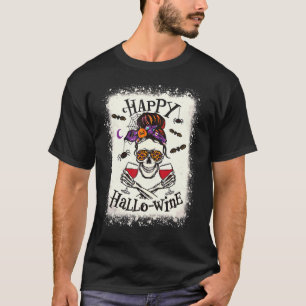 T-shirt Happy Vin Hallo Halloween Vin Crâne Leopard Blea
