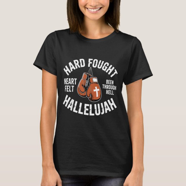 T-shirt Hard Fought Hallelujah Boxing Gloves Christian Box (Devant)