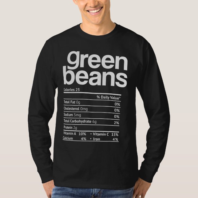 T-shirt Haricots verts Valeur nutritive Drôle Thanksgiving (Devant)