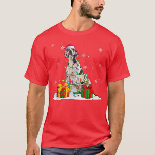 T-shirt Harlequin Great Dane Christmas Tree Lights Xmas Pa