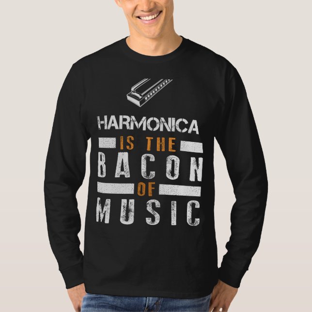 T-shirt Harmonic Sizzle : Harmonica - The Musical Bacon! B (Devant)