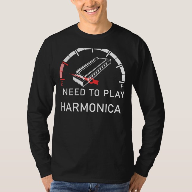 T-shirt Harmonica Hilarity : Vide I Need Play Harmonica (Devant)