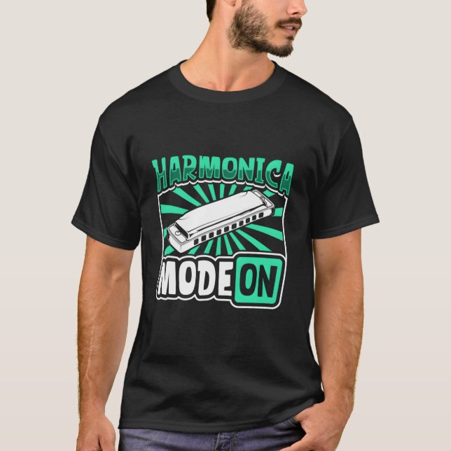 T-shirt Harmonica Mode On Harmonica Player (Devant)