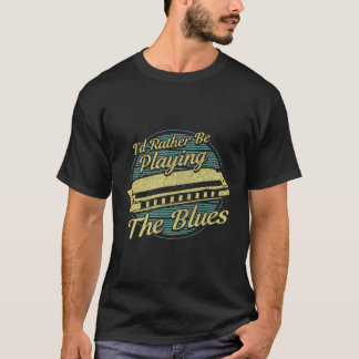 T-shirt Harmonica Player Vintage Blues Musique Musicien Ca