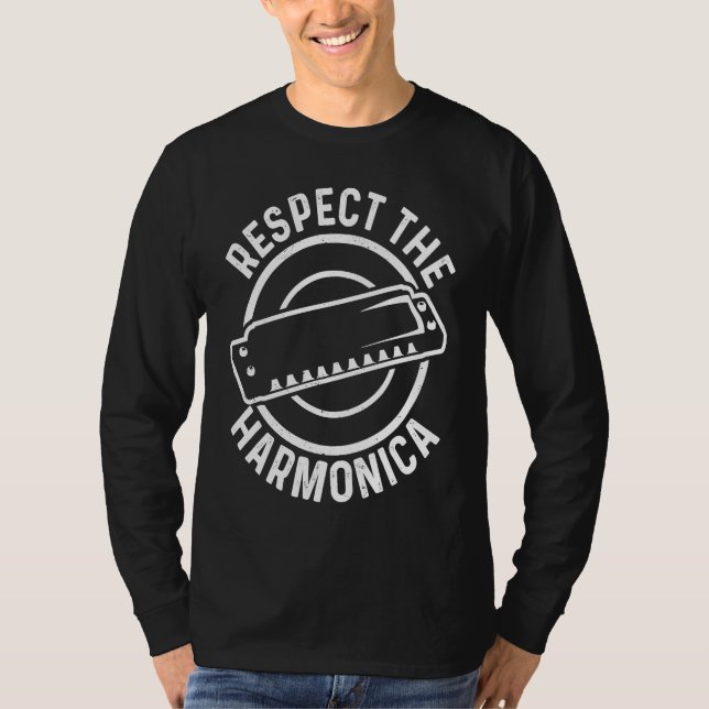 T-shirt Harmonicist Respect The Harmonica (Devant)