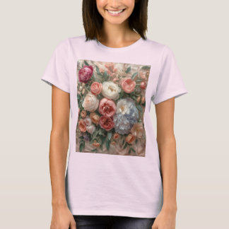 T-shirt Harmonie de Fleur Éthérée : Couture Florale Pastel