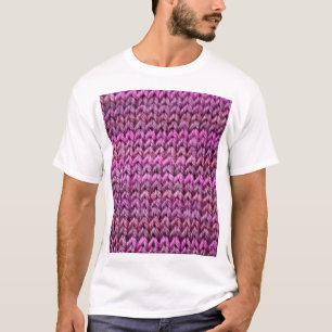 T-shirt Harmonie de Knit : Texture de bande violette