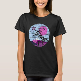 T-shirt Harmonie japonaise rétro Kanji Sunset Shinto Crane