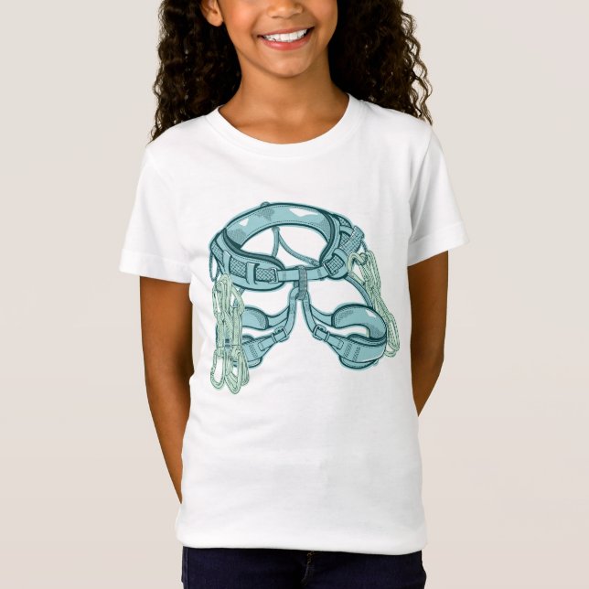 T-Shirt Harnais d'escalade de roche avec tirages rapides (Devant)