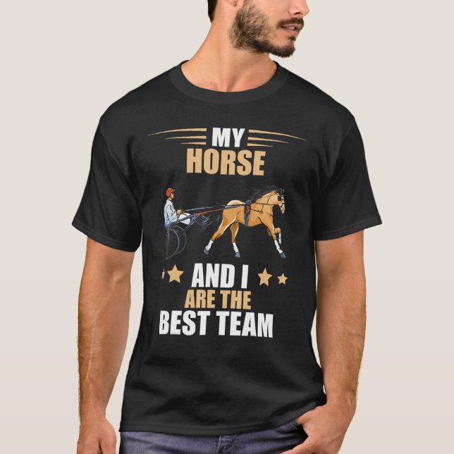 T-shirt Harness Racing Meilleure équipe Equitation Horse R (Devant)