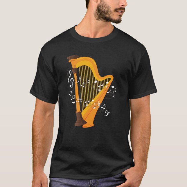 T-shirt Harp Music Notes Conception pour le Harp Musician (Devant)