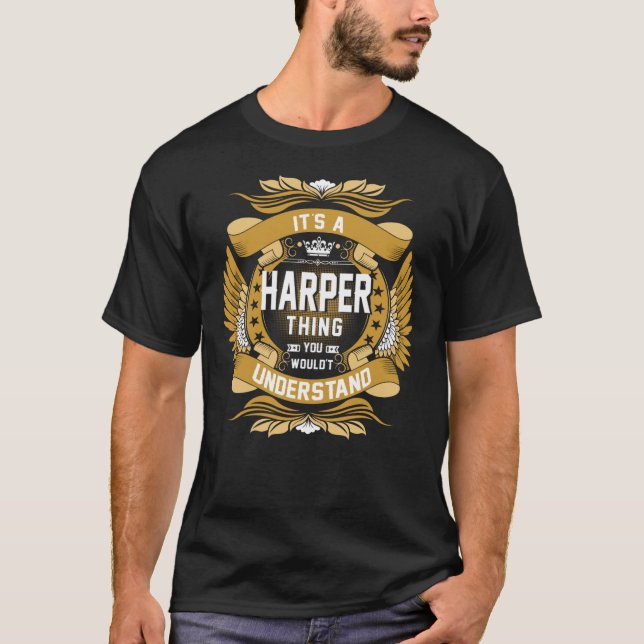 T-shirt HARPER Nom, HARPER nom de famille crête (Devant)