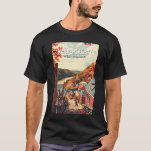 T-shirt Harpers Ferry Virginie occidentale Voyage Art Vint
