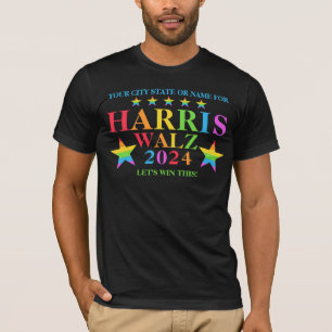 T-shirt Harris Walz 2024 Pride Rainbow Stars Élection Cool