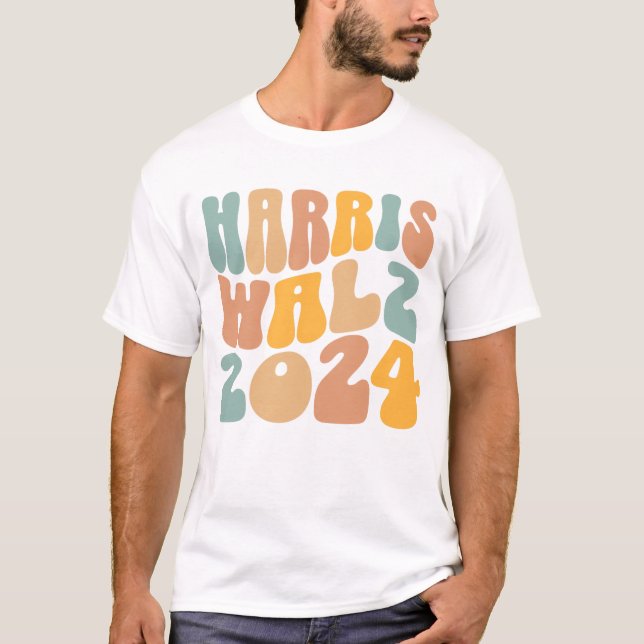 T-shirt Harris Walz 2024 Wavy Boho tendance (Devant)