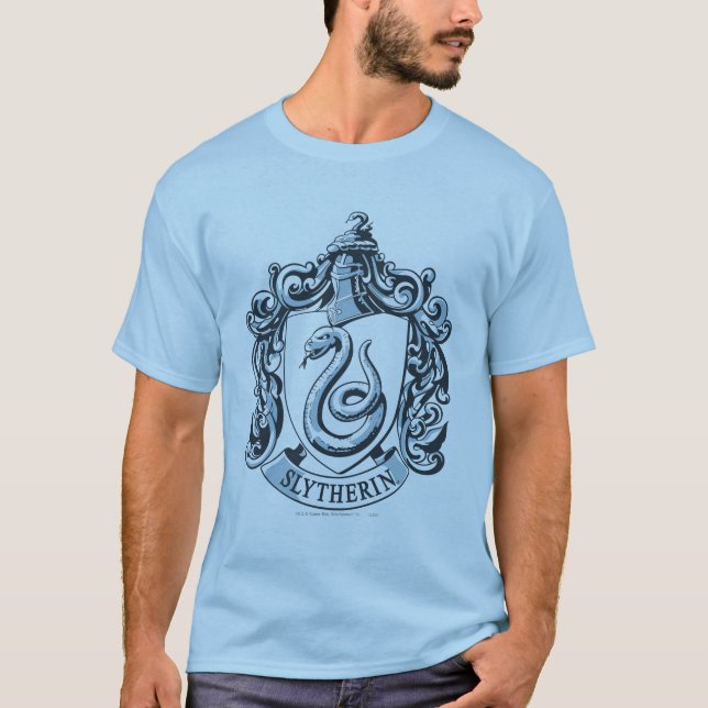 T-shirt Harry Potter | Slytherin Crest - Bleu glacé (Devant)