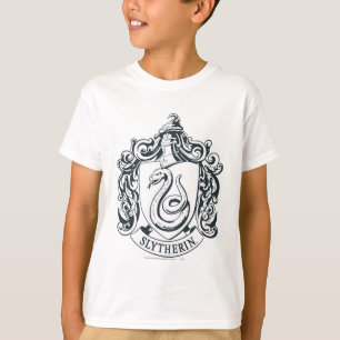 T-shirt Harry Potter   Slytherin Crest - noir et blanc