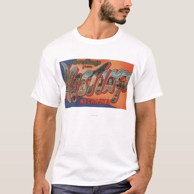 T-shirt Hastings, Nébraska - grandes scènes de lettre (Devant)