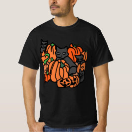 T-shirt Hauné avec soin : Chats et Citrouilles à Halloween