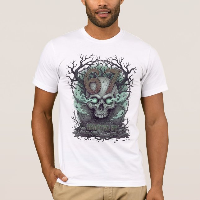 T-shirt Haunted Skull 67 in Twilight Graveyard (Devant)
