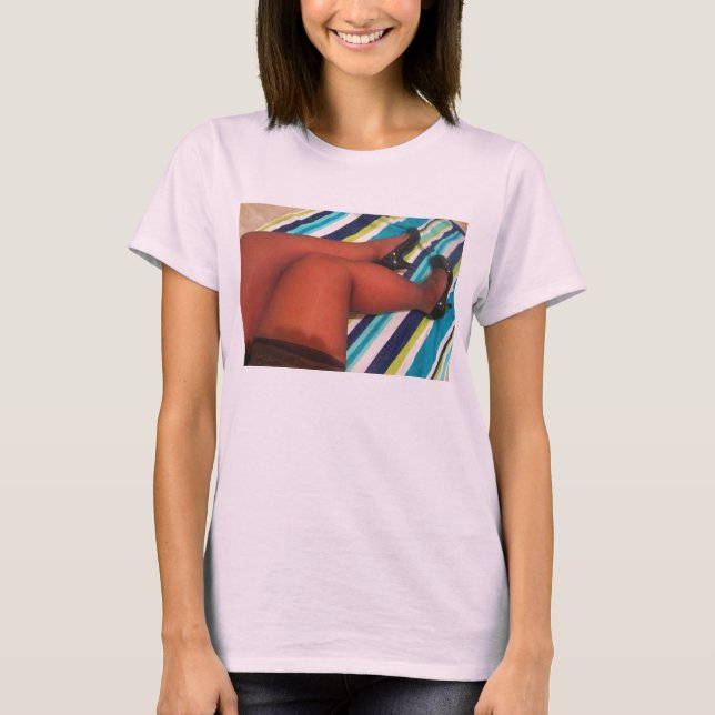T-shirt Hauteur de la cuisse en nylon dans des pompes bril (Devant)