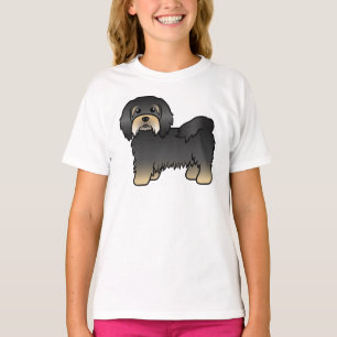 T-shirt Havanais noir et feu, chien de dessin animé mignon