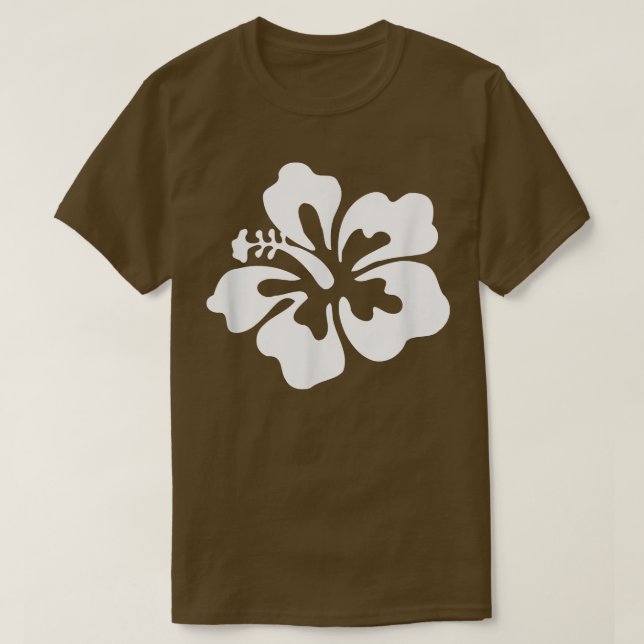 T-shirt Hawaï Hibiscus Flower White on Pink  (Design devant)