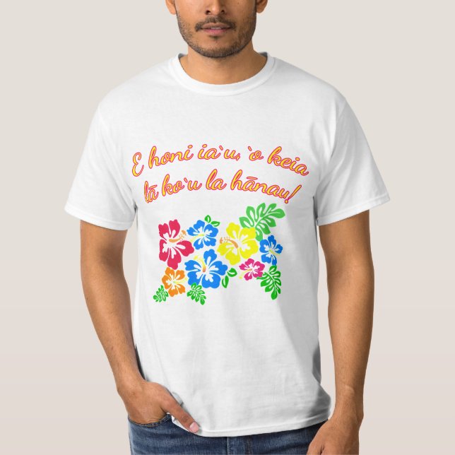 T-shirt HAWAÏ m'embrassent qu'elle est mon anniversaire (Devant)