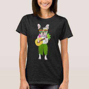 T-shirt Hawaïen Français Bulldog & ananas Ukulele été