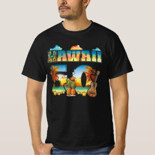 T-shirt Hawaii 50Th State Hawaiian Beach Hibiscus 50 Maui