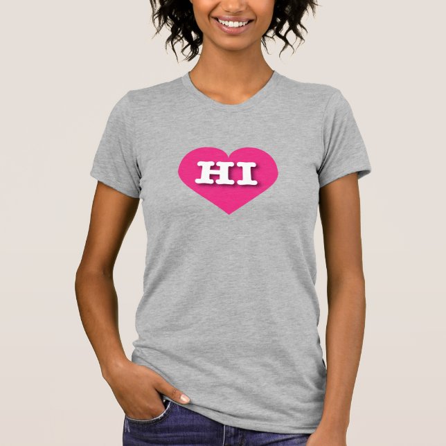 T-shirt Hawaii Hot Pink Heart - J'aime HI (Devant)