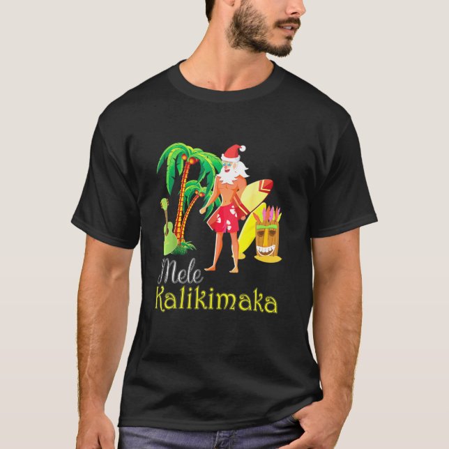 T-shirt Hawaii Mele Kalikimaka Père Noël Surfing Christmas (Devant)