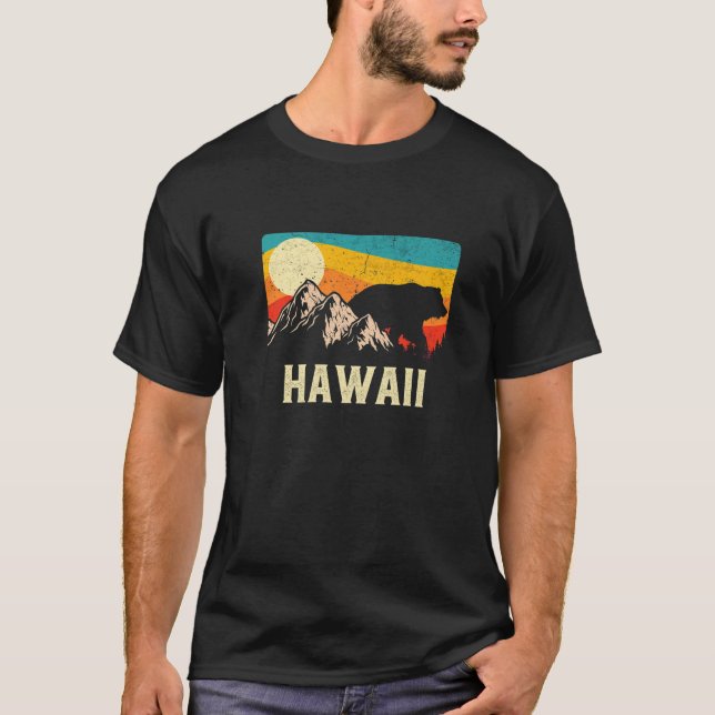 T-shirt Hawaii Nature Ours Sauvage Retro coucher de soleil (Devant)