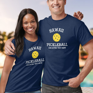 T-shirt Hawaii Pickleball Ajouter Club Nom du partenaire P