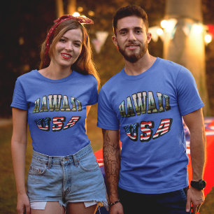 T-shirt Hawaii Picture et USA Flag Text