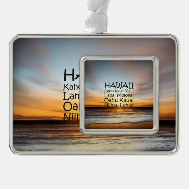 T-SHIRT Hawaii Rahmen-Ornament Silber (Vorderseite)