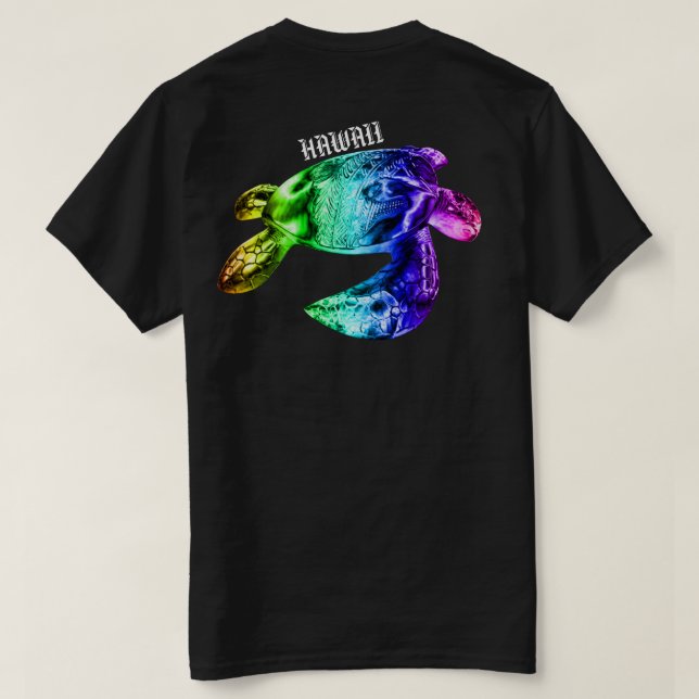 T-shirt Hawaii Tribal Honu Rainbow (Design dos)