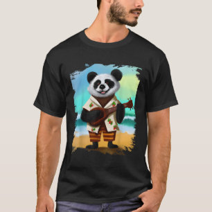T-shirt Hawaiian Aloha Panda Jouer à Ukulele Beach