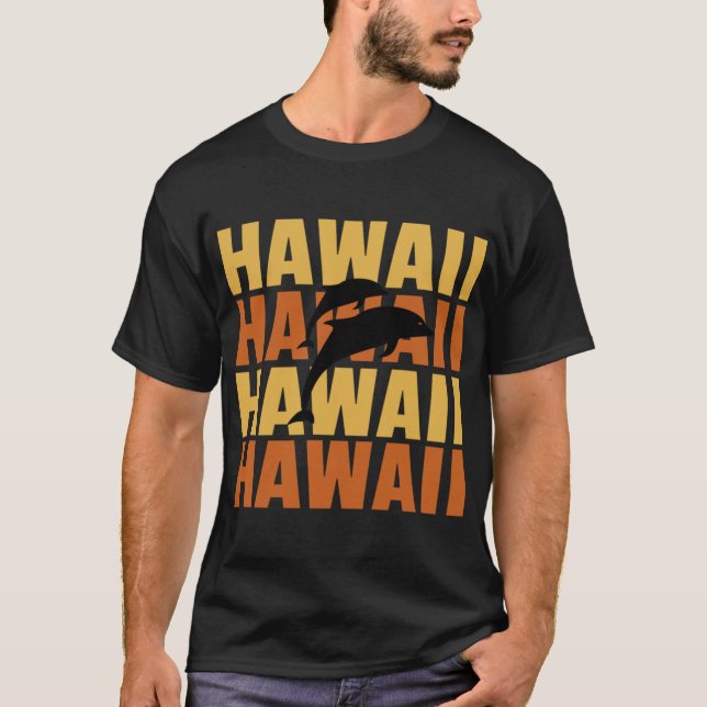 T-shirt Hawaiian Islands Surf Style Dolphin Regarder desig (Devant)