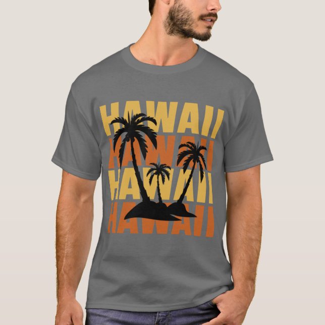 T-shirt Hawaiian Islands Surf Style Palm Trees Beach print (Devant)