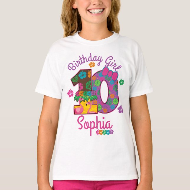 T-shirt Hawaiian luau aloha Dixième anniversaire fille 10 (Devant)