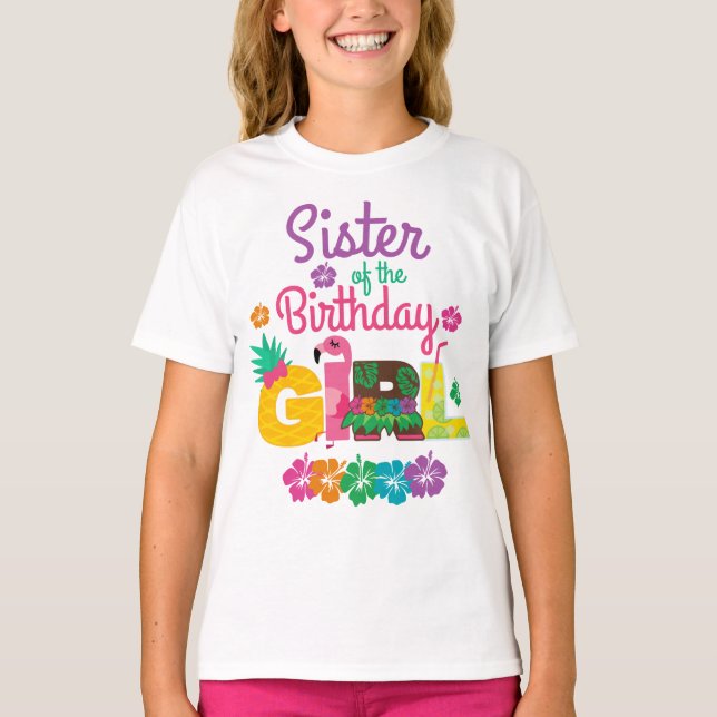 T-shirt Hawaiian Luau Soeur de la fille d'anniversaire été (Devant)