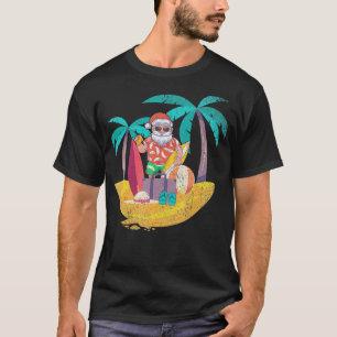 T-shirt Hawaiian Père Noël Tropical Summer Surfing Noël I