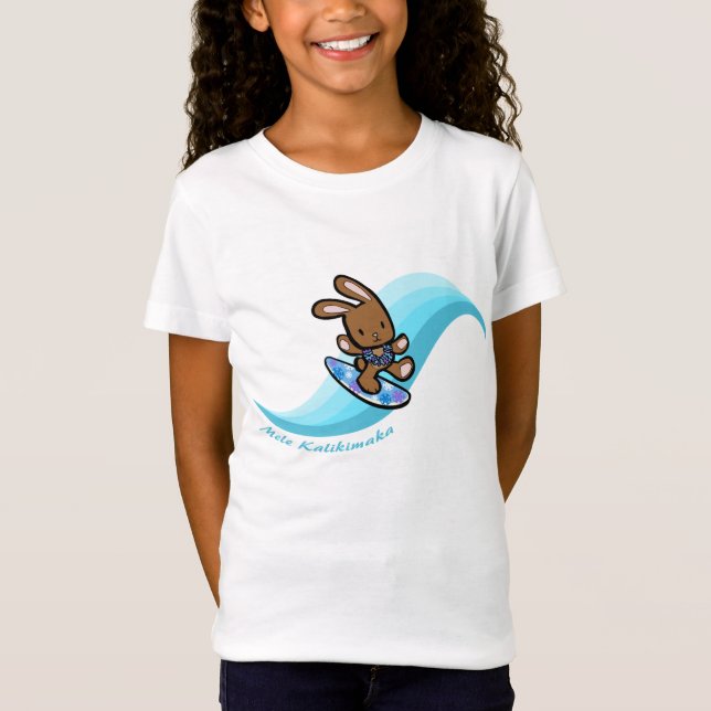 T-Shirt Hawaiian Surfing Bunny Holiday Turq Dessin (Devant)