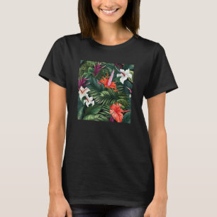 T-shirt Hawaiian Tropical Motif Leaf Beach Vacati