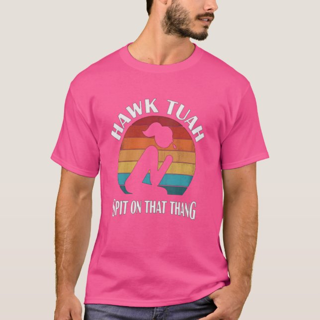 T-shirt Hawk Tuah Retro Sunset Design (Devant)