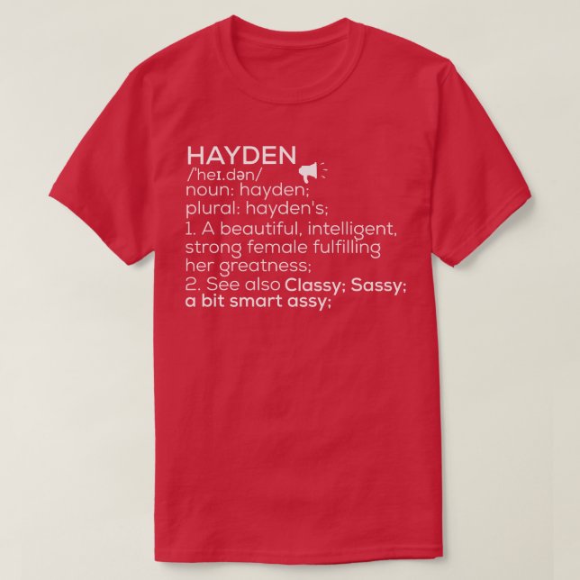 T-shirt Hayden Nom Hayden Définition Hayden Femme Nom H (Design devant)